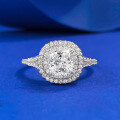 wholesale S925 Sterling Silver 12 Carat Small6*6mm White Diamond Ring-0-5