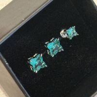 wholesale S925 Sterling Silver Polaris Lake Green Diamond Stud Earrings, Minimalist Design, Unisex Couple Chic and Edgy Ear Accessories-Small 925 silver