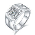 wholesale S925 Sterling Silver European and American Fashion Men's Ring Moissanite Diamond Ring Cross-Border Best-Seller Men's Ring-0-24