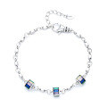 wholesale S925 sterling silver rainbow zirconia slim waist square bracelet, women's hand accessory-0-4