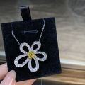 wholesale 925 Sterling Silver Sunflower Flower Petal Pendant Radiant Cut Ice Flower Necklace Collarbone Chain-0-1