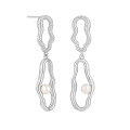 wholesale S925 sterling silver small geometric irregular double-ring design pearl earrings for women,, sophisticated, and-0-5