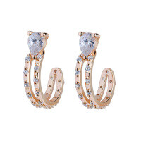 wholesale S925 Sterling Silver Japanese Summer New Double Layer Zircon Elegant Simple Versatile Earrings for Women Factory Supply-Double zircon earrings 925 silver