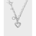 wholesale S925 Sterling Silver 446 Korean Version Ins Original Niche Design Minimalist Versatile Heart Chain Textured Necklace for Women-0-0