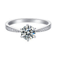 wholesale [925 Sterling Silver] Tonglin Classic Moissanite Engagement Ring for Women, Moissanite Diamond Ring Band, Drop Shipping Available-Platinum US size 7#