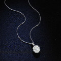 Sterling Silver Wholesale Necklace with Emerald Cut Oval Moissanite-0-1