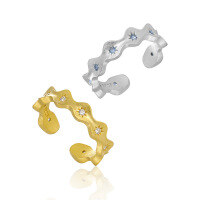 wholesale Sterling silver 1241 wave-edged wire inlaid diamond ring for women, high-end, niche, unique, original, luxurious, elegant, open-ended finger ring-Platinum [No. 15/Adjustable]>Opening adjustable