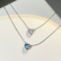 wholesale S925 Sterling Silver 1-Carat D Color Classic Mint Green Moissanite Pendant Necklace for Women, Cross-Border Amazon Best-Seller-0-0