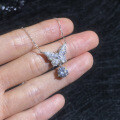 Sterling Silver Moissanite Runaway Princess Bow Butterfly Necklace-0-1