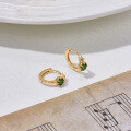 wholesale S925 silver gold-plated and chrome diopside inlaid lightweight luxury style small earrings, new Japanese design in Wholesale from source factory-0-2