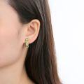 wholesale S925 Sterling Silver Small Niche Design Sense Earrings with Natural Garnet Colored Gemstone Ear Studs and Peridot Inlaid-0-2
