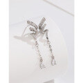 wholesale 925 Sterling Silver Long Inlaid Zircon Earrings for Women, Light Luxury Small and Exquisite High-end Elegant Tassel Earrings-0-5