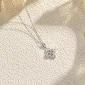 wholesale S925 Sterling Silver Yaxi Windmill Four-Leaf Clover Necklace for Women, Korean Style Ins Wind Collarbone Chain Retro Full Diamond Pendant Wholesale-0-1