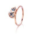 wholesale 14K Rose Gold Blue Zircon Sapphire Women's Ring, Genuine 18K Gold Ring, 9K/10K Setting, Customizable-0-4
