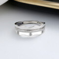wholesale S925 Sterling Silver Retro Irregular Wave Edge Geometric Ring Trendy Fashion Punk Style Niche Index Finger Ring-0-1