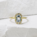 wholesale 18K Gold Artli Jewelry Light Luxury Diamond Sky Blue Topaz Gemstone Ring, High-End Sense Temperament Women's Ring-0-1
