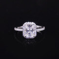 wholesale S925 sterling silver ring with 2ct moissanite, certificate included, featuring a radiant-cut square sugar-shaped center stone-0-0