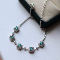 wholesale S925 sterling silver plated with 18k gold minimalist luxury natural emerald bracelet for women live stream supply-Natural emerald bracelet