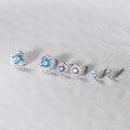 wholesale S925 Silver Korean Style Shiny White Diamond Round Ear Studs Sweet Ins Style Design Blue Diamond Round Ear Studs M06544-0-2