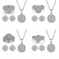 wholesale S925 Sterling Silver European-Style Three-Piece Jewelry Set with Zirconia Earrings, Necklace, and Stackable Ring-0-1