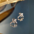 wholesale 999 Silver Fresh, Sweet, Ins Style, Niche Design, Exquisite Diamond-Inlaid Knot Earrings M06147-0-0