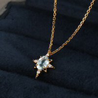 wholesale S925 Sterling Silver Zircon Eight-Pointed Star Necklace Fashion Commuter Artistic Retro Niche Design Collarbone Chain-Gold 925 silver