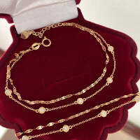 wholesale S925 Sterling Silver Double-layer Bubble Zircon Red Deer Full-body Bracelet for Women, Matches with Personality, Exquisite, Cute, Elegant, and Graceful-BS0124-Gold 925 Silver
