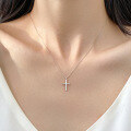 wholesale S925 Sterling Silver Fresh and Sweet Ins Style Niche Design Exquisite Minimalist Cross Necklace Y02111-0-1