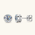 925 Sterling Silver Square Double Prong Single Stone D Color Moissanite Earrings-0-65