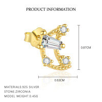 wholesale S925 Sterling Silver Star Moon Drop Zircon Earrings For Women,-E5155-Gold/Single 925 Silver