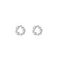wholesale S925 Sterling Silver Floral Wreath Stud Earrings For Women, Inlaid With Zircon-like Stones, Delicate Leafy Small Wreath, Elegant And Petite Floral Design, Korean-style Ear Accessories-0-0