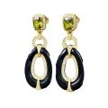 wholesale S925 Sterling Silver 1 Carat Olive Green Earrings, European and American Vintage Old Money Style Fashion for Women-0-4