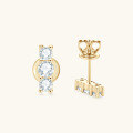 wholesale S925 Sterling Silver Korean Trendy Moissanite Three-Stone Stud Earrings for Women, Fashionable and Versatile, Dainty and Exquisite-0-0