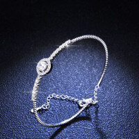 Sterling Silver Moissanite Luxury Round Bangle Bracelet for Women Live Direct Sales-50 points (set with moissanite)  925 silver