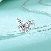 wholesale S925 Sterling Silver Cross-Border Moissanite Moving Bubble Necklace, High-End Minimalist Niche Design Versatile Collarbone Chain-50-point (zircon) necklace 925 silver