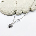 wholesale Sterling silver black heart patch safety pin necklace for women, summer new luxurytrendy internet-famous collarbone chain-0-1