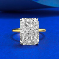 wholesale S925 Silver Gold-Plated 9*13mm Rectangular Ice-Cut Ring for Women, Live Stream, Xiaohongshu,-R1444 White Diamond Gold No. 7