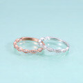 wholesale S925 Silver Plated 18k Gold, Cold Style Zircon Ring, Rose Gold and White Gold Stackable Couple's Ring-0-2