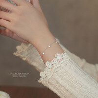 wholesale S925 Sterling Silver Women's Fashion Minimalist Choker Necklace With Cubic Zirconia-Silver/Bracelet 925 Silver