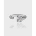 wholesale S925 Sterling Silver Korean Version Ins Minimalist Niche Design Versatile Micro-set Zircon Textured Open Adjustable Ring for Women-0-0