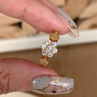 wholesale S925 Silver New Zhuozhifan Jewelry Five-Flower Stackable Ring, Multi-Way Wear Floral Design Luxury Style Jewelry Stackable Ring-R1225 Gold Flower Ring  Size 8