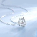 wholesale S925 Sterling Silver French-style High-end Sparkling Moving Heart Love at First Sight Necklace for Women with Dynamic Zircon European and American-0-2