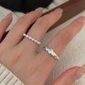 wholesale S925 Sterling Silver Minimalist Flat Bead Open Ring for Women, Korean Summer New Fashion Versatile High-End Band-0-0