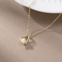 wholesale S925 Sterling Silver Cloud-Pulled Jewelry Irregular Drop-Shaped High-End Natural Freshwater Pearl Necklace-45cm long, 14K gold, natural freshwater pearls &gt; 925 silver
