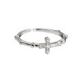 wholesale S925 Sterling Silver Cold Minimalist Style Diamond-Embedded Cross Ring Trendy and Edgy Women's Index Finger Ring R01391-0-4