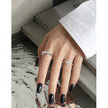 wholesale S925 Sterling Silver Open Ring for Women with Korean Version Ins Niche Design, S-Shaped Pattern, Micro-Paved Zircon, and Textured Finish-0-3