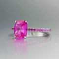 wholesale S925 Silver MoJing Jewelry New 6*8mm Pink Crystal Ring Women's Ins Style Daily Minimalist Versatile-0-1