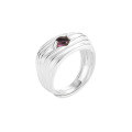 wholesale S925 Sterling Silver Niche Ins Style Multi-Layer Textured Pleated Inlaid Glass Stone Open Adjustable Ring for Women-0-7