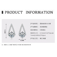 925 Sterling Silver Square Double Prong Single Stone D Color Moissanite Earrings-Teardrop earrings [White Gold]  925 Silver
