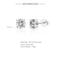 wholesale S925 Sterling Silver Plated With Plated With White Gold, 1 Carat 05 Carat Four-prong Earrings With Moissanite, Luxury Ready-to-ship-0-3